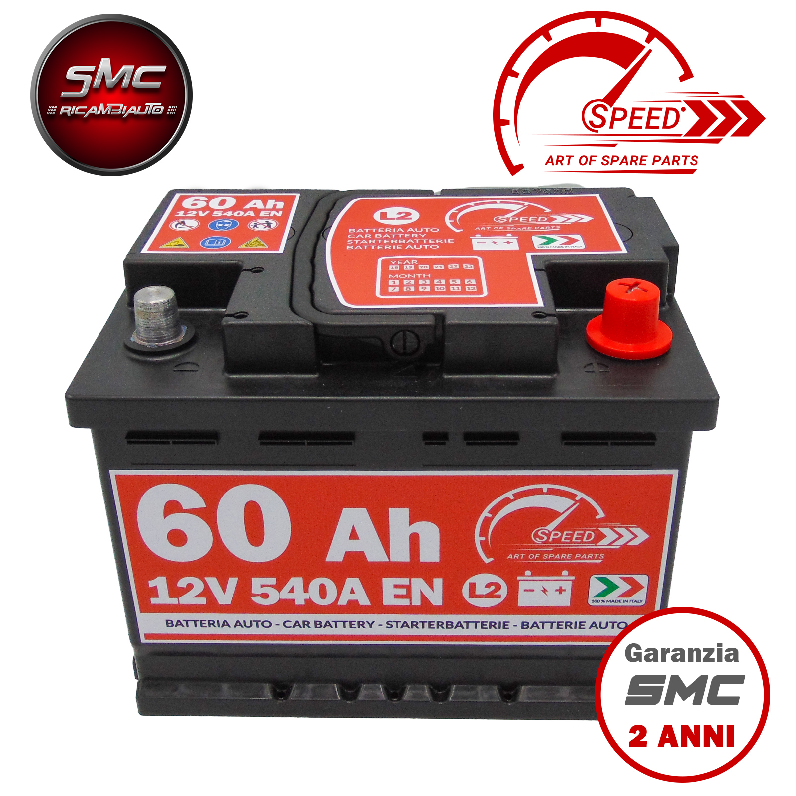 Batteria auto SPEED 12V 60Ah 540A Ricambi auto SMC
